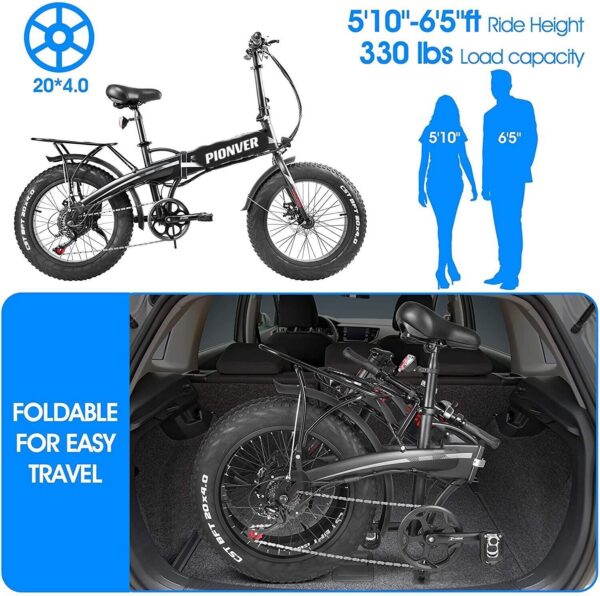 Elektriline jalgratas, 500W mootor, 20″ Laiad rehvid, Shimano 7-käiguline käigukast koos 15Ah eemaldatava akuga, kokkulapitav mägiratas - Image 11